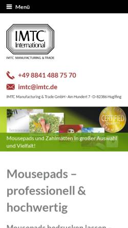 Vorschau der mobilen Webseite www.imtc.de, IMTC Manufacturing & Trade GmbH
