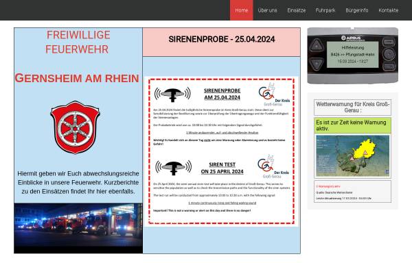 Vorschau von www.feuerwehr-gernsheim.de, Freiwillige Feuerwehr Gernsheim