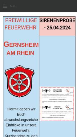 Vorschau der mobilen Webseite www.feuerwehr-gernsheim.de, Freiwillige Feuerwehr Gernsheim