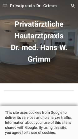 Vorschau der mobilen Webseite www.hautarzt-dr-grimm.de, Hautarzt Dr. Grimm