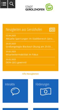 Vorschau der mobilen Webseite www.gerolzhofen.de, Gerolzhofen