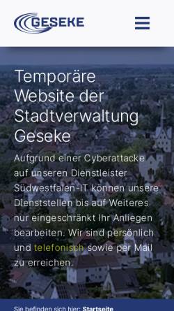 Vorschau der mobilen Webseite www.geseke.de, Geseke