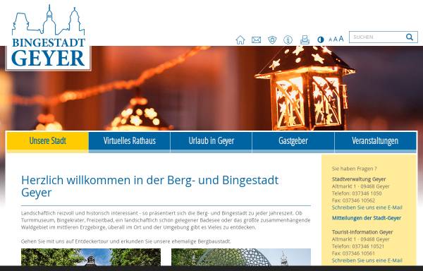 Vorschau von www.stadt-geyer.de, Berg- und Bingestadt Geyer im Erzgebirge