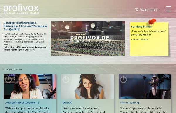 Vorschau von www.profivox.de, Profivox, Henninger & Behm GbR