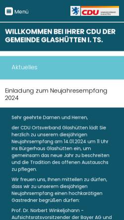 Vorschau der mobilen Webseite cdu-glashuetten.de, CDU Glashütten