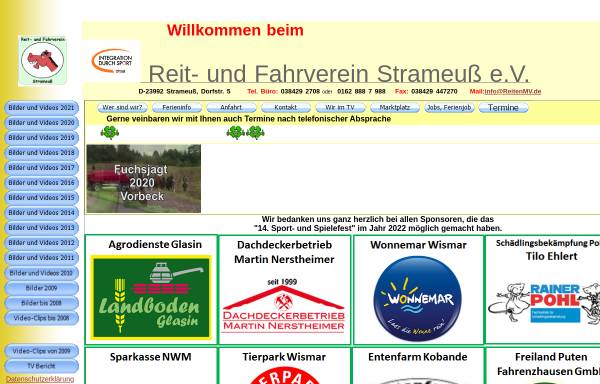 Vorschau von www.reitenmv.de, Reit- und Fahrverein Strameuss e.V.
