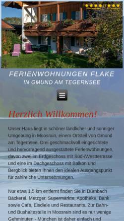 Vorschau der mobilen Webseite www.ferienwohnung-flake.de, Ferienwohnung Flake