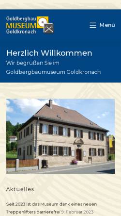 Vorschau der mobilen Webseite goldbergbaumuseum.de, Goldbergbaumuseum