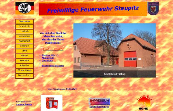 Vorschau von www.feuerwehr.staupitz.de, Feuerwehr Staupitz
