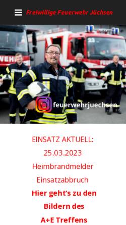 Vorschau der mobilen Webseite www.feuerwehr-juechsen.de, Freiwillige Feuerwehr Jüchsen