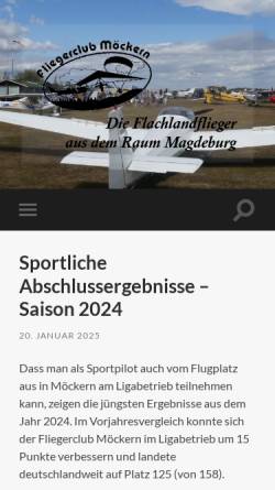 Vorschau der mobilen Webseite www.fliegerclub-moeckern.de, Fliegerclub Moeckern