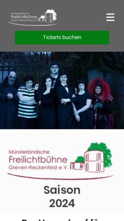 Vorschau der mobilen Webseite www.diefreilichtbuehne.de, Münsterländische Freilichtbühne Greven/Reckenfeld e.V.