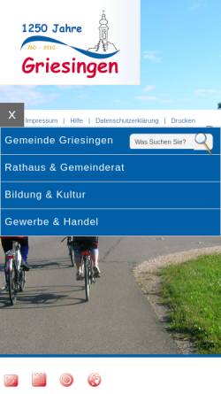 Vorschau der mobilen Webseite www.griesingen.de, Griesingen