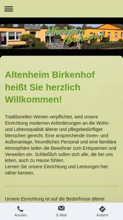 Vorschau der mobilen Webseite www.altenheim-birkenhof.info, APH Birkenhof GmbH