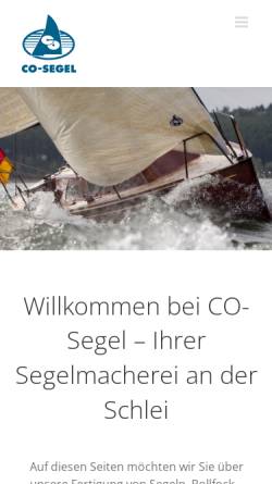 Vorschau der mobilen Webseite co-segel.de, CO-Segel Springer, Burmester und Kuhlmann GbR
