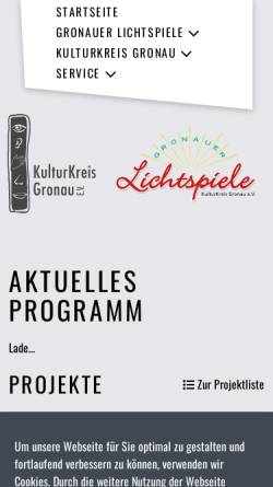 Vorschau der mobilen Webseite kulturkreisgronau.de, Gronauer Lichtspiele