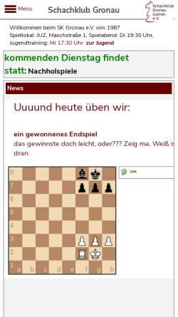 Vorschau der mobilen Webseite www.skgronau.de, Schachklub Gronau/Leine