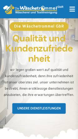 Vorschau der mobilen Webseite diewaeschetrommel.de, Die Wäschetrommel - Wäscherei und Textilreinigung
