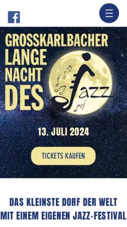 Vorschau der mobilen Webseite www.grosskarlbacher-jazz.de, Interessensgemeinschaft Lange Nacht des Jazz