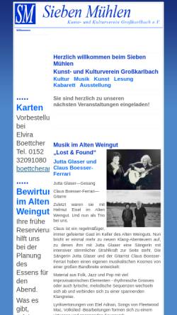 Vorschau der mobilen Webseite www.siebenmuehlen.de, Sieben-Mühlen Kunst- und Kulturverein