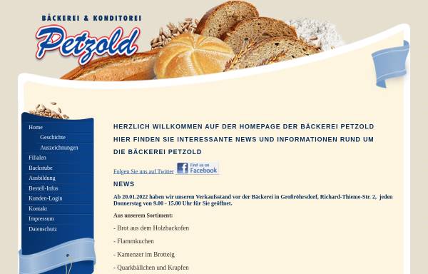 Vorschau von www.baeckerei-petzold.de, Bäckerei Petzold