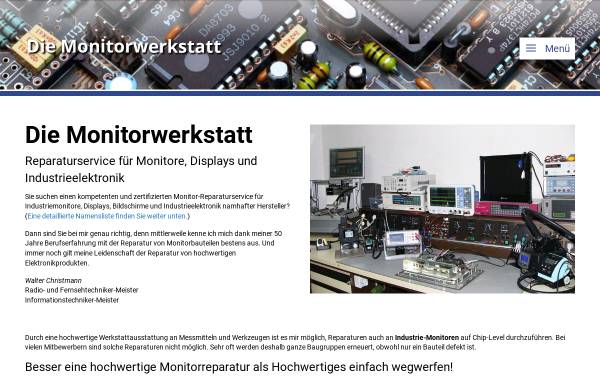 Vorschau von www.saar-monitor.de, Christmann Industriemonitor-Reparaturservice