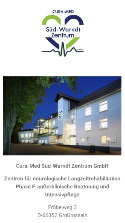 Vorschau der mobilen Webseite www.cura-med.de, Cura-Med GmbH Süd-Warndt Klinik Karlsbrunn
