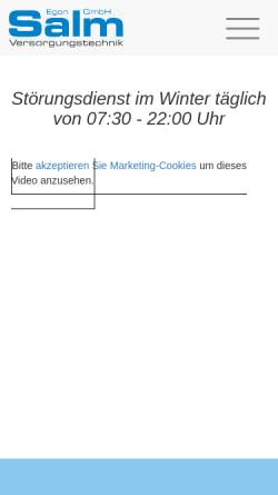 Vorschau der mobilen Webseite www.salm-shk.de, Egon Salm GmbH Dorf im Warndt