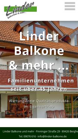 Vorschau der mobilen Webseite www.linder-balkone.de, Linder Balkonbau
