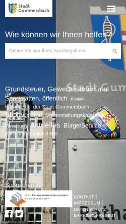 Vorschau der mobilen Webseite www.gummersbach.de, Stadt Gummersbach