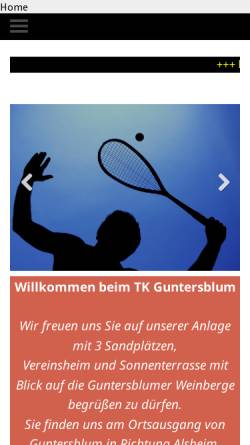 Vorschau der mobilen Webseite www.tk-guntersblum.de, 1. Tennisklub Guntersblum e.V.