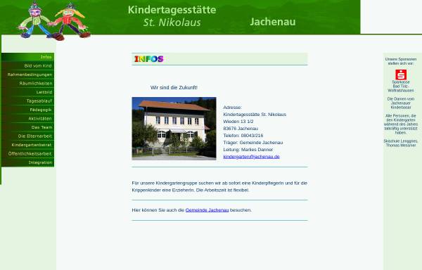 Vorschau von www.kindergarten-jachenau.de, Kindergarten St. Nikolaus