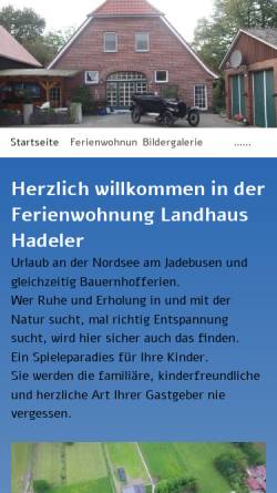 Vorschau der mobilen Webseite www.landhaus-hadeler.de, Landhaus A. Hadeler