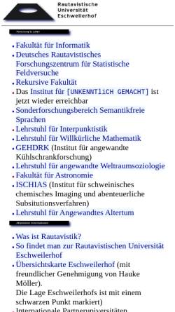 Vorschau der mobilen Webseite www.uni-eschweilerhof.de, Rautavistische Universität Eschweilerhof (RUEsch)