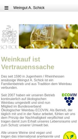 Vorschau der mobilen Webseite weingutschickjugenheim.de, Weingut Adolf Schick