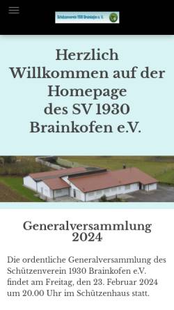 Vorschau der mobilen Webseite www.sv-brainkofen.de, Schützenverein 1930 Brainkofen e.V.