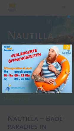 Vorschau der mobilen Webseite nautilla.com, Freizeitbad Nautilla Betriebs-GmbH