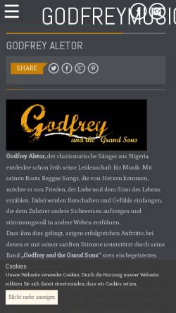 Vorschau der mobilen Webseite www.godfreymusic.de, Godfrey and the Grand Sons