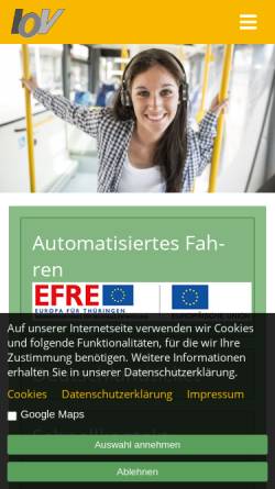 Vorschau der mobilen Webseite iov-fahrplan.de, IOV Omnibusverkehr GmbH Ilmenau