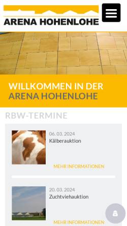 Vorschau der mobilen Webseite www.arena-hohenlohe.com, Arena Hohenlohe