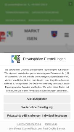 Vorschau der mobilen Webseite www.isen.de, Gemeinde Markt Isen