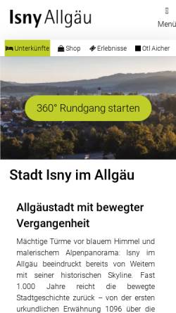 Vorschau der mobilen Webseite www.isny.de, Isny im Allgäu