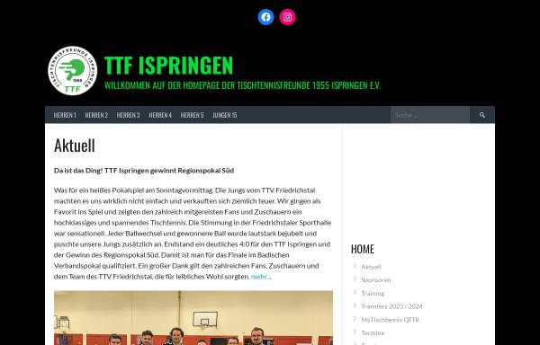 Vorschau von ttf-ispringen.de, Tischtennis Freunde Ispringen e.V.
