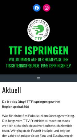 Vorschau der mobilen Webseite ttf-ispringen.de, Tischtennis Freunde Ispringen e.V.