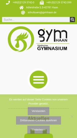 Vorschau der mobilen Webseite www.gymhaan.de, Städtisches Gymnasium Haan