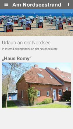 Vorschau der mobilen Webseite amnordseestrand.de, Ferienhaus Romy