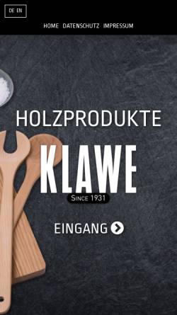Vorschau der mobilen Webseite www.klawe.com, G. Klawe Holzwaren- und Spulenfabrik GmbH