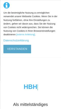 Vorschau der mobilen Webseite www.hbh-bauchemie.de, HBH - Hainspitzer Bauchemie Handel GmbH