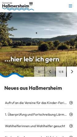 Vorschau der mobilen Webseite www.hassmersheim.de, Gemeinde Haßmersheim