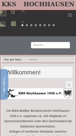 Vorschau der mobilen Webseite www.kks-hochhausen.de, Kleinkaliber Schützenverein Hochhausen 1926 e.V.